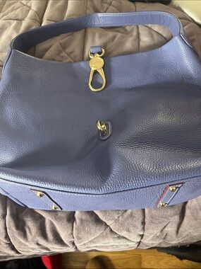 Dooney & Bourke Periwinkle Leather Shoulder Hobo with Gold Hardware